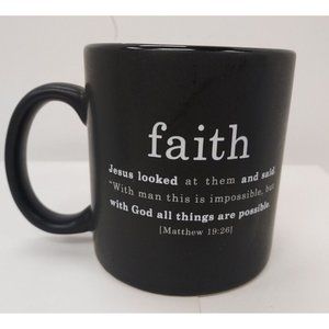 Coffee Mug, Ceramic, "Faith"  Matthew 19:26 16 oz  LCP Gifts  Made in China
